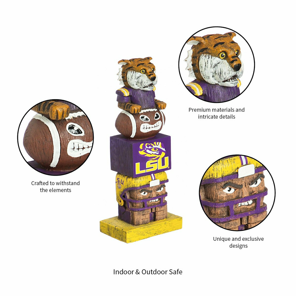 LSU Tigers Tiki Team Totem Garden Statue