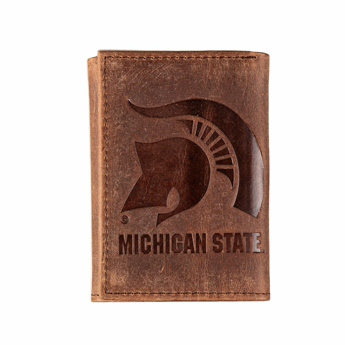 Michigan State, Tri-Fold Wallet, Brown, CH, 100% Genuine Leather