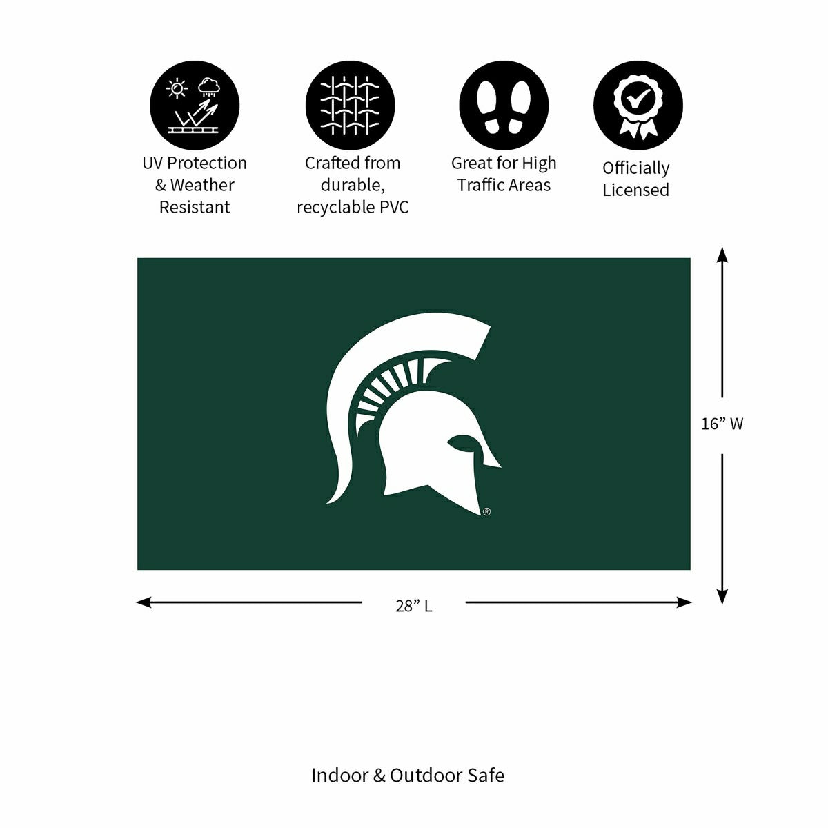 Full Color PVC Mat, 16" x 28", Michigan State University