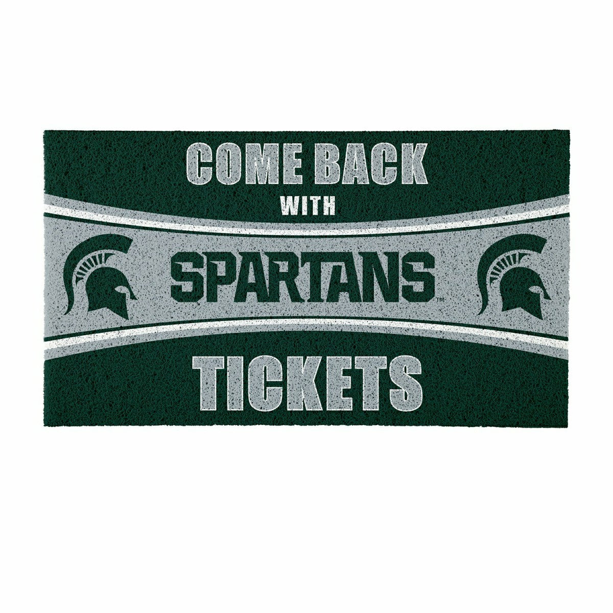 28" x 16" PVC Trapper Mat, Come Back with Tickets, Michigan State Univ
