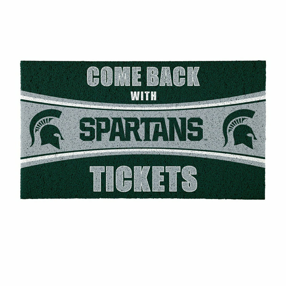 28" x 16" PVC Trapper Mat, Come Back with Tickets, Michigan State Univ