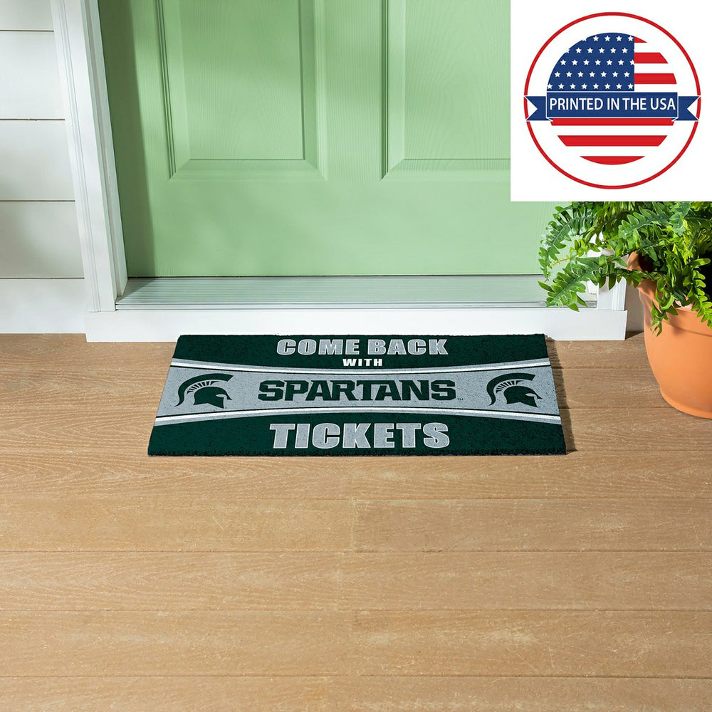 28" x 16" PVC Trapper Mat, Come Back with Tickets, Michigan State Univ
