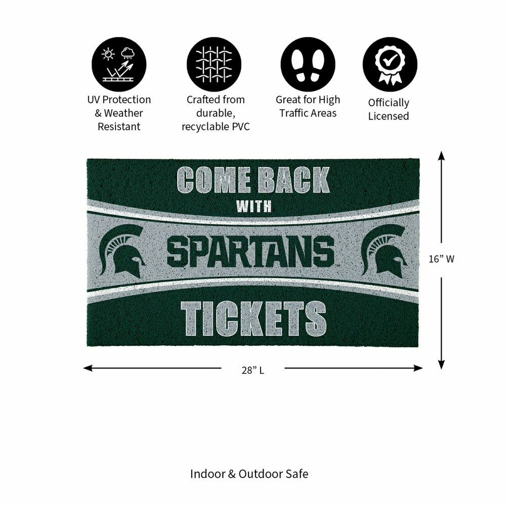 28" x 16" PVC Trapper Mat, Come Back with Tickets, Michigan State Univ