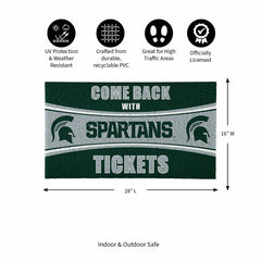 28" x 16" PVC Trapper Mat, Come Back with Tickets, Michigan State Univ