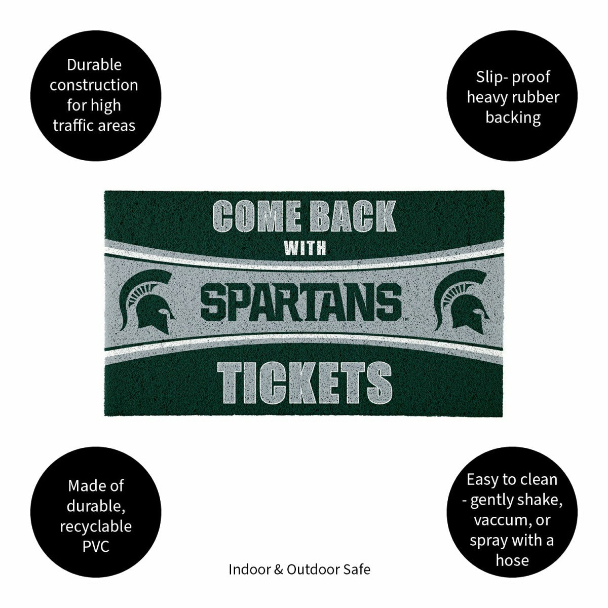 28" x 16" PVC Trapper Mat, Come Back with Tickets, Michigan State Univ