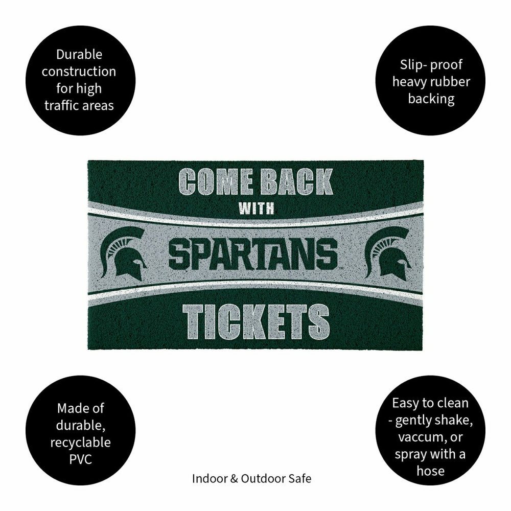 28" x 16" PVC Trapper Mat, Come Back with Tickets, Michigan State Univ