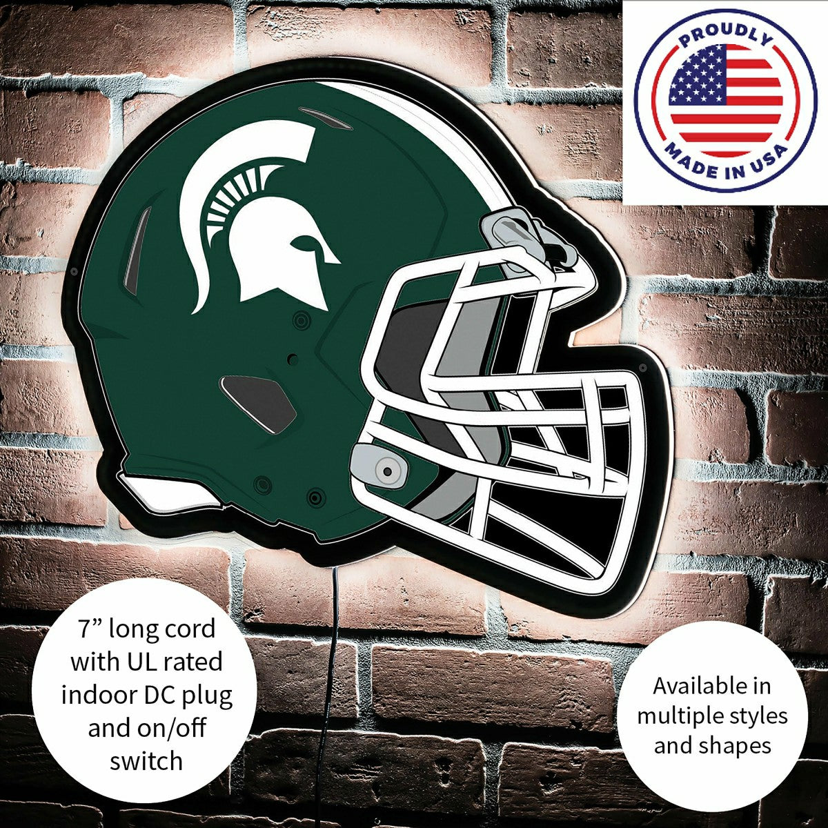 LED Wall Decor, Helmet, Michigan State University