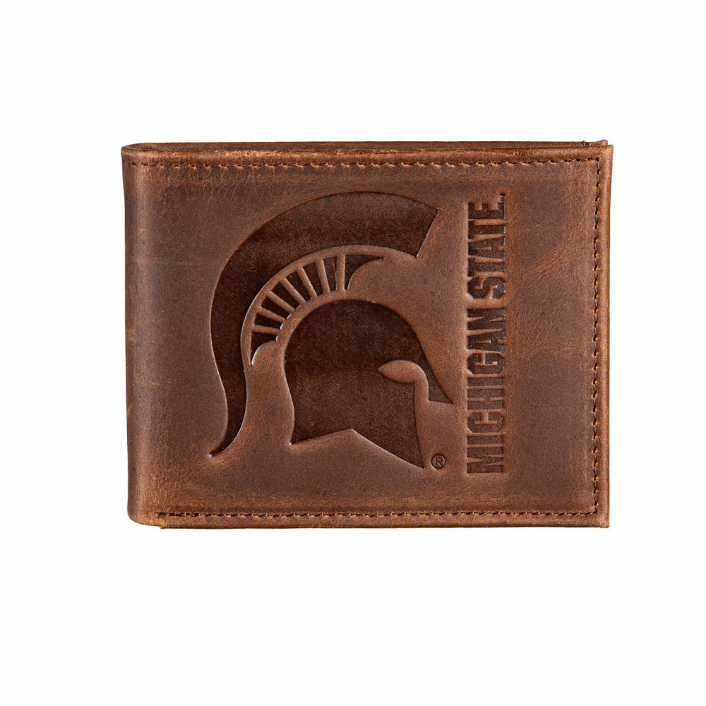 Michigan State, Bi-Fold Wallet, Brown, CH, 100% Genuine Leather