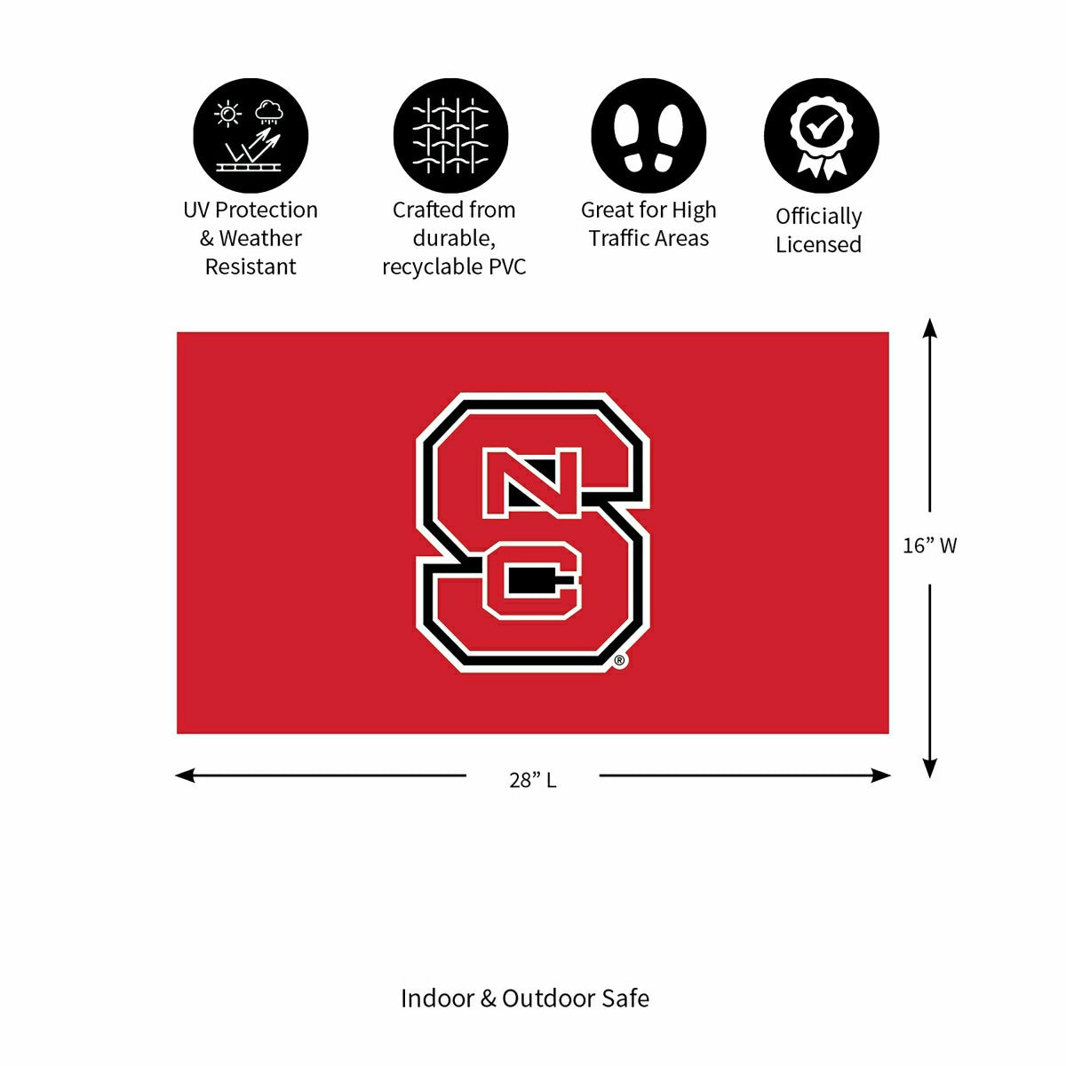 Full Color PVC Mat, 16" x 28", North Carolina State University