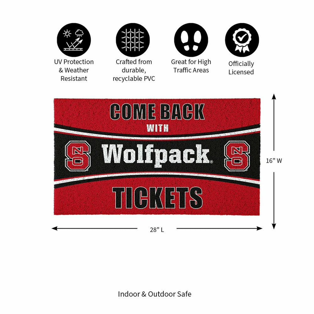 28" x 16" PVC Trapper Mat, Come Back with Tickets, North Carolina Stat