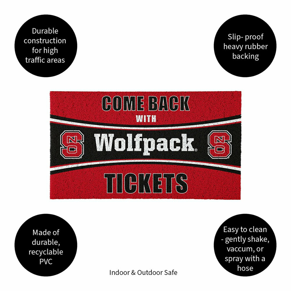 28" x 16" PVC Trapper Mat, Come Back with Tickets, North Carolina Stat