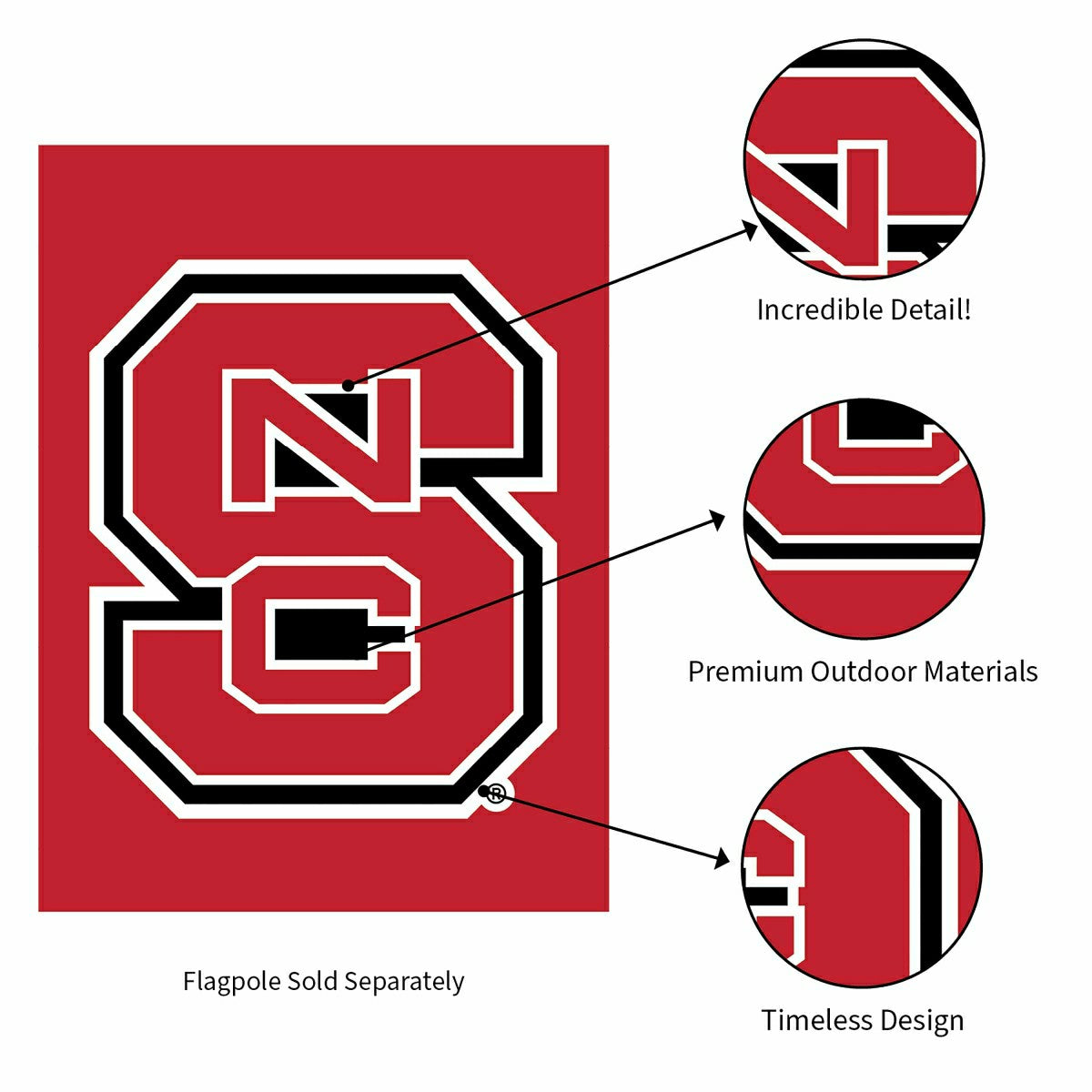 North Carolina State University Applique Garden Flag
