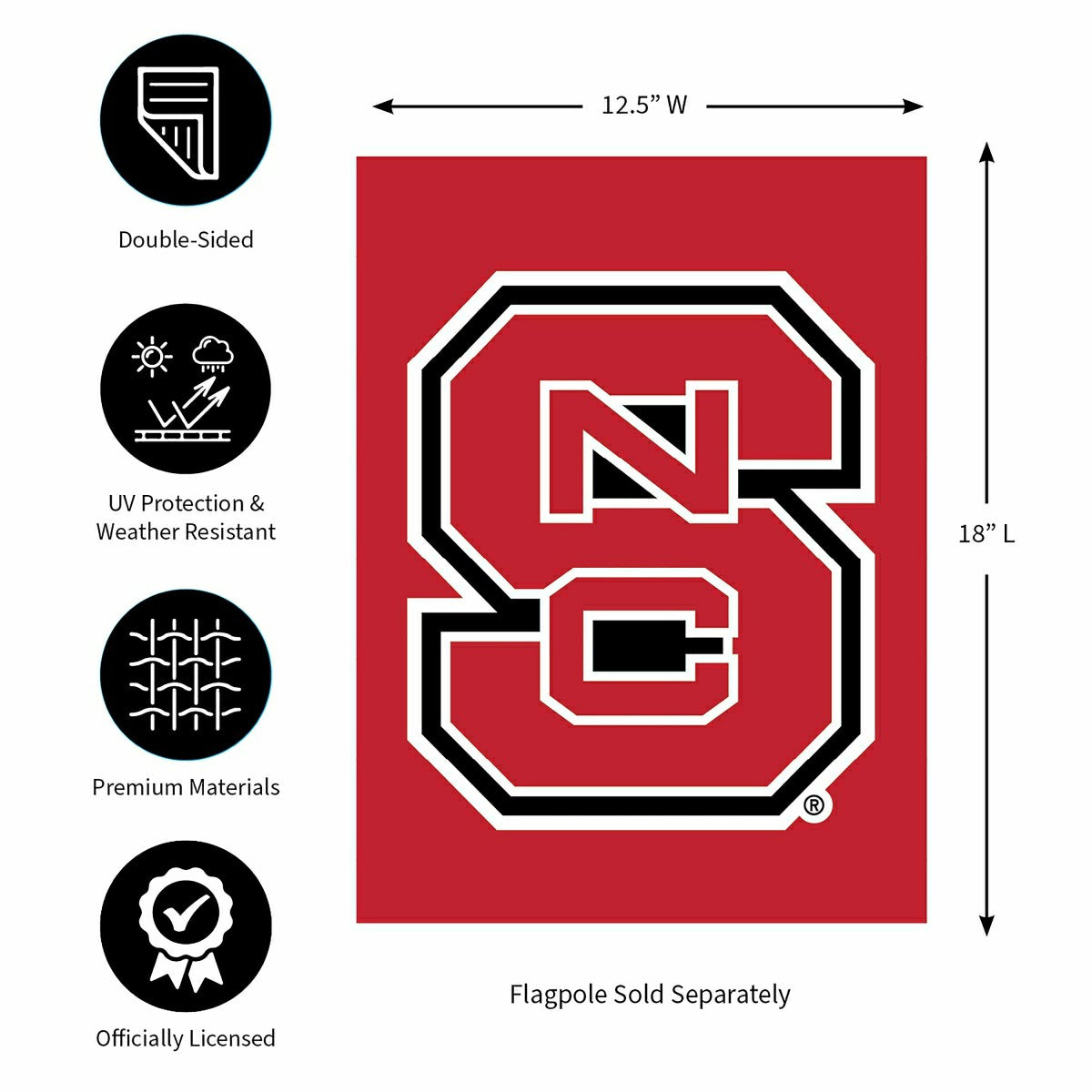 North Carolina State University Applique Garden Flag