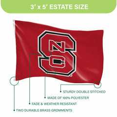 North Carolina State University Single Sided Flag w/ 2 Grommets, 3'x5'