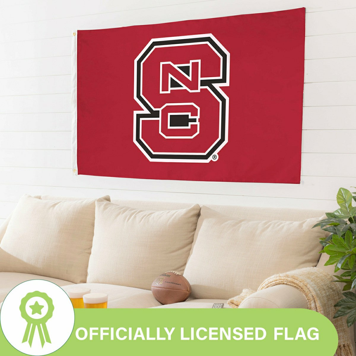 North Carolina State University Single Sided Flag w/ 2 Grommets, 3'x5'