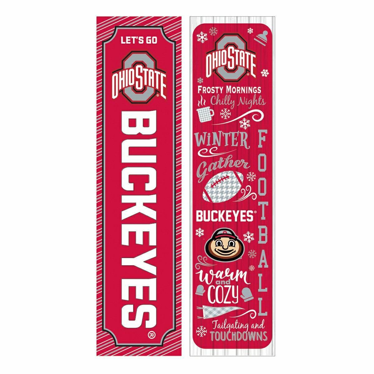 46" Double Sided Leaner, Ohio State University, Winter Seasonal