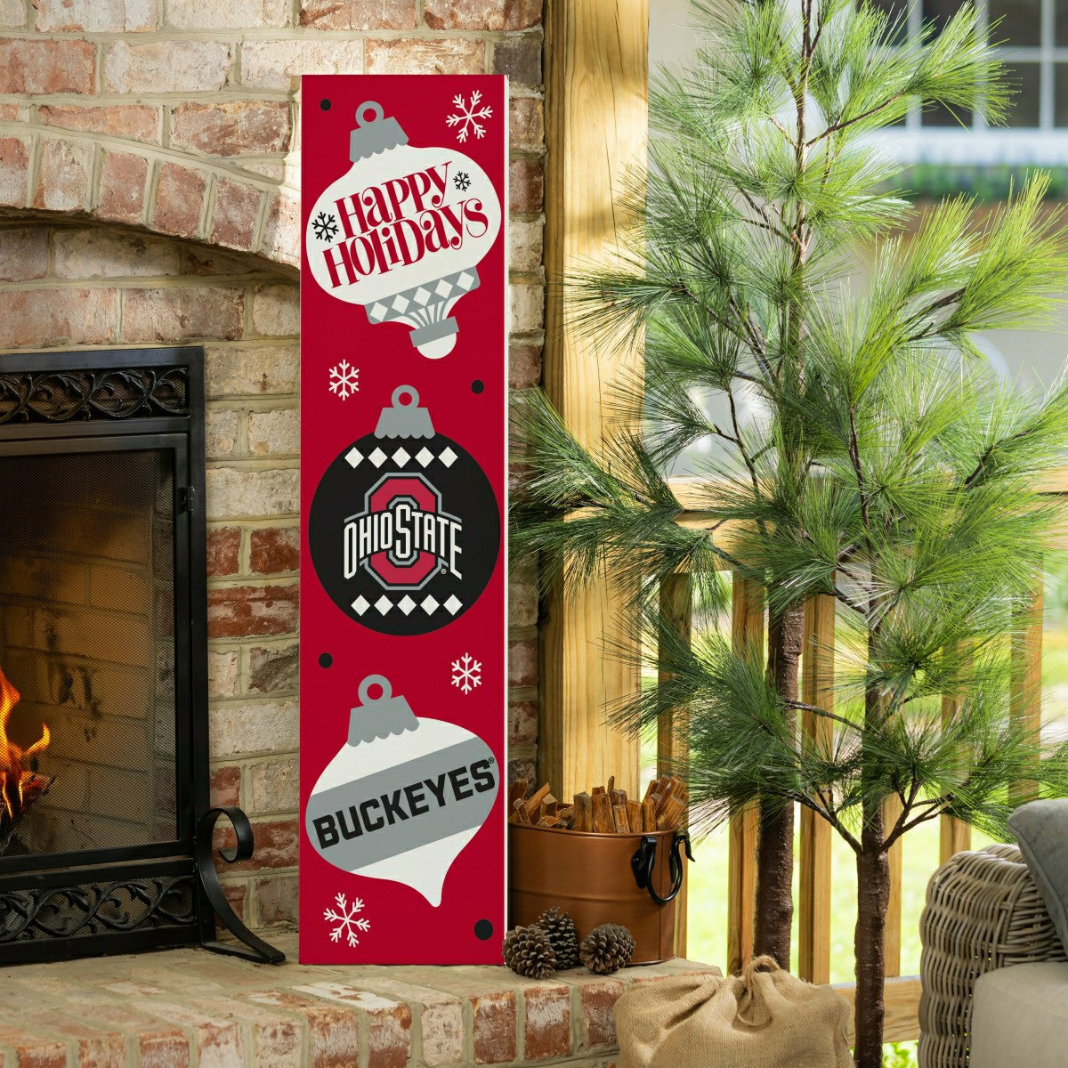 47" Double Sided Leaner, Ohio State University, Christmas