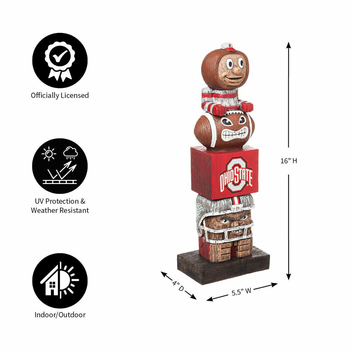 Ohio State Buckeyes Tiki Team Totem Garden Statue