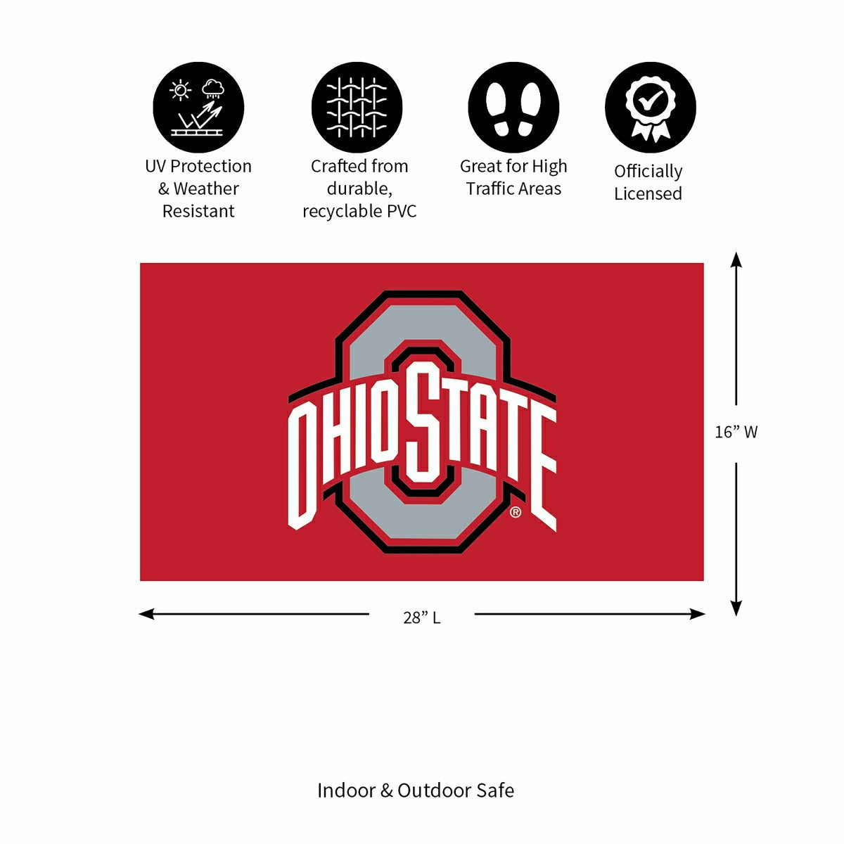 Full Color PVC Mat, 16" x 28", Ohio State University