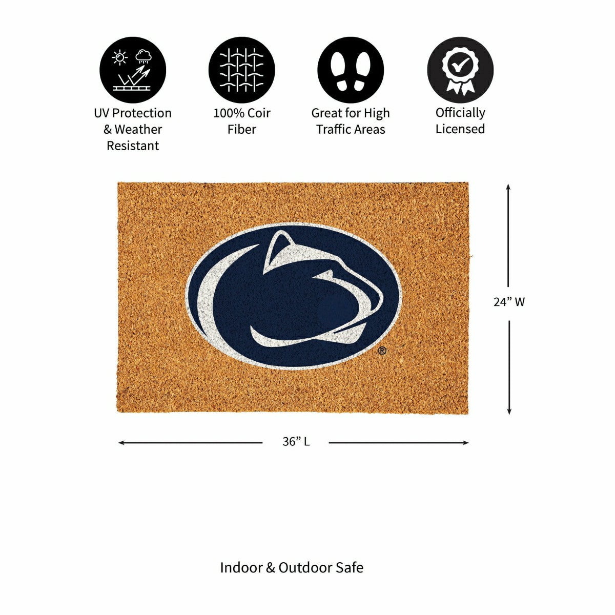 Penn State Large Full Color Coir Mat, 36"x24"