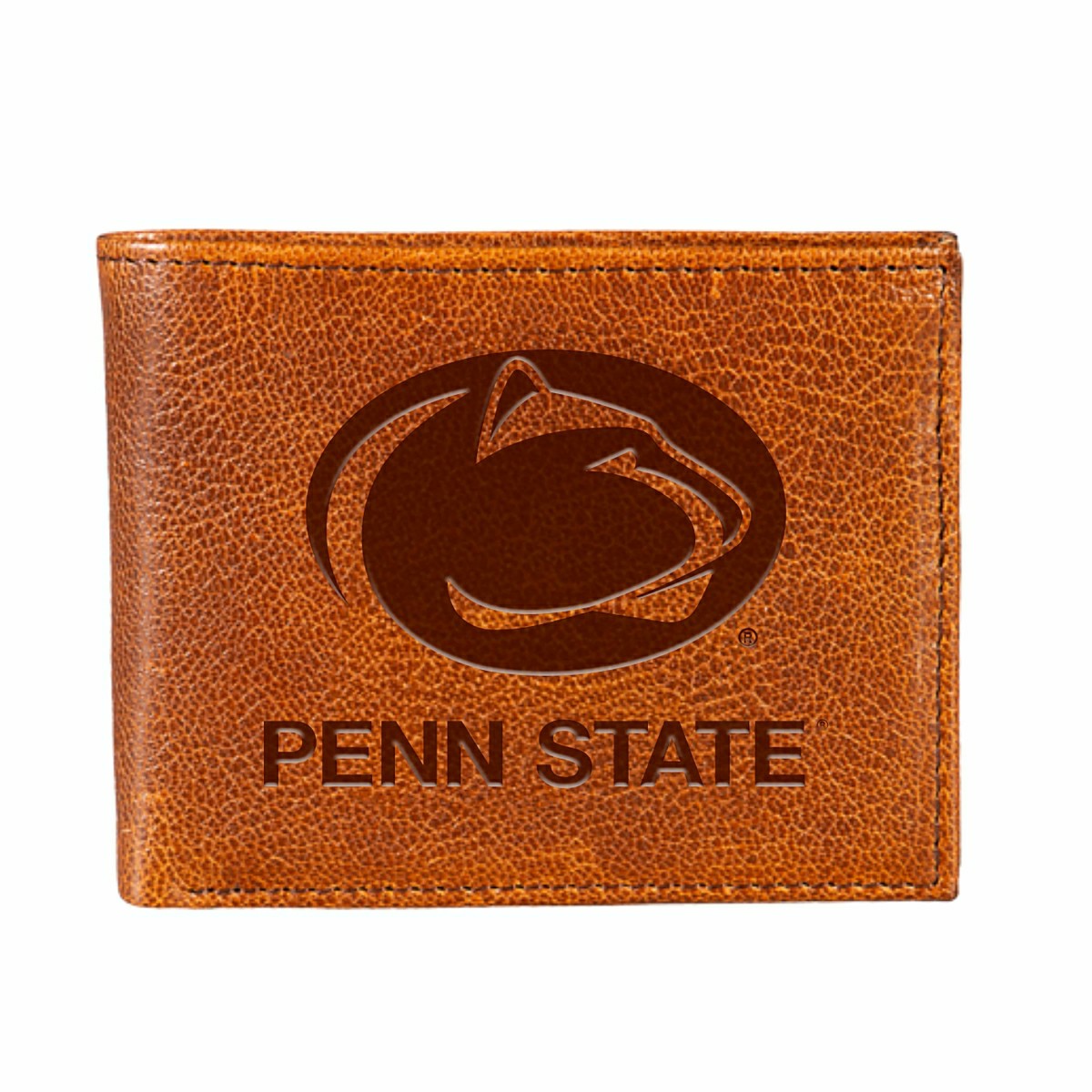 Penn State, Embossed 100% Genuine Tumbled Leather Passcase Bi-Fold Wal
