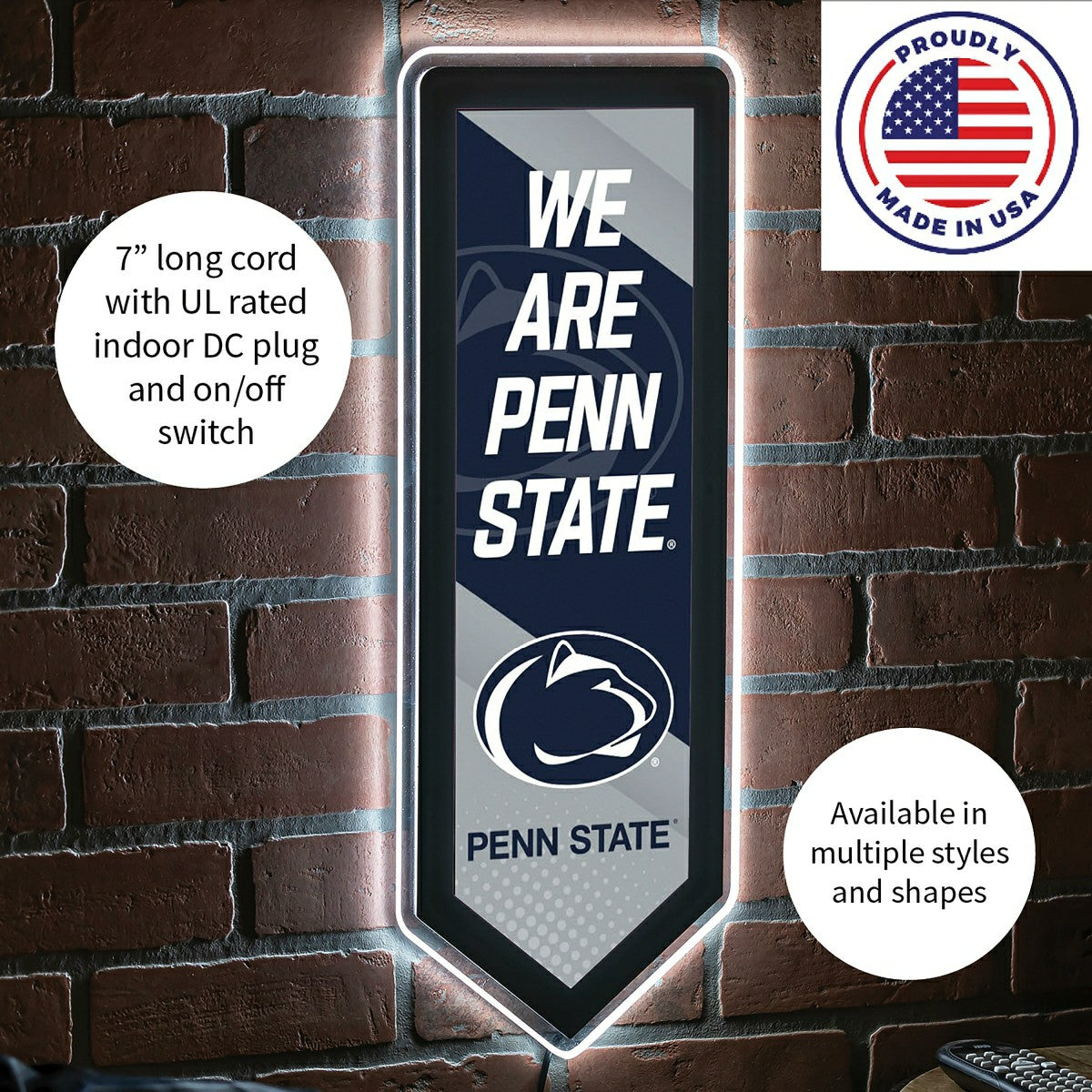 LED Wall Decor, College Football Pennant, Penn State