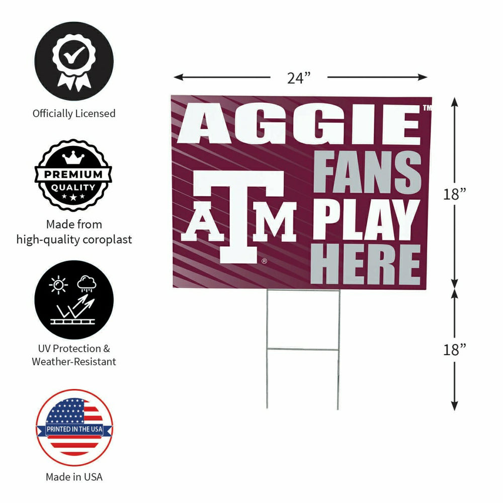 Texas A&M Coroplast Yard Sign "Fans Play Here"