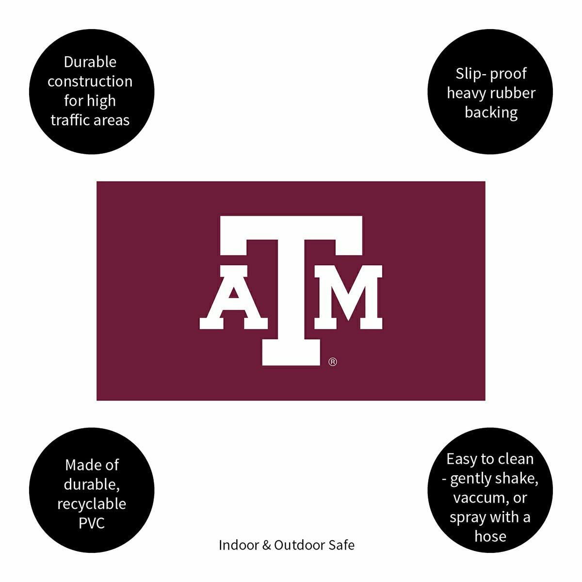 Full Color PVC Mat, 16" x 28", Texas A&M