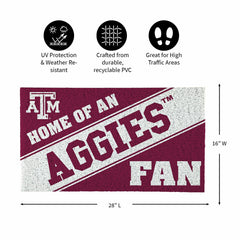 Texas A&M, PVC Mat COLOR, Home of a Fan