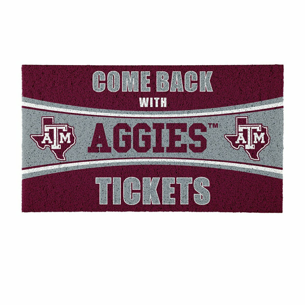 28" x 16" PVC Trapper Mat, Come Back with Tickets, Texas A&M
