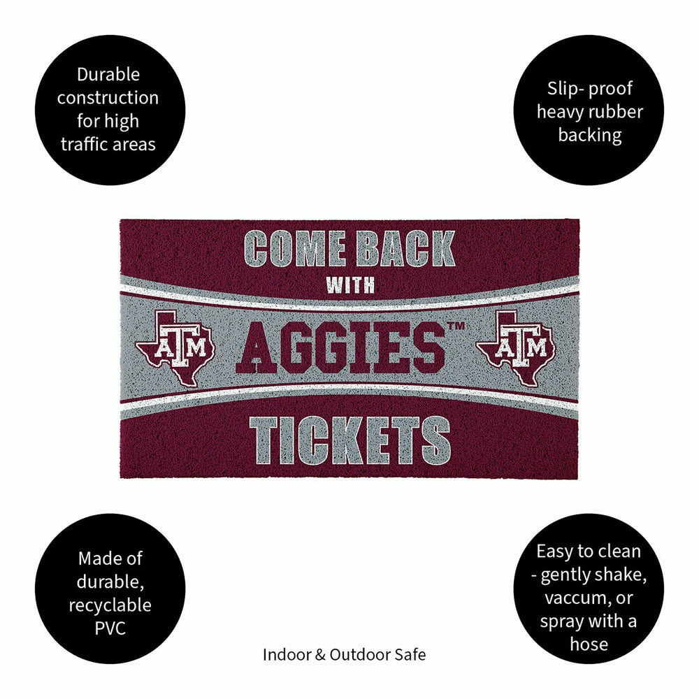 28" x 16" PVC Trapper Mat, Come Back with Tickets, Texas A&M