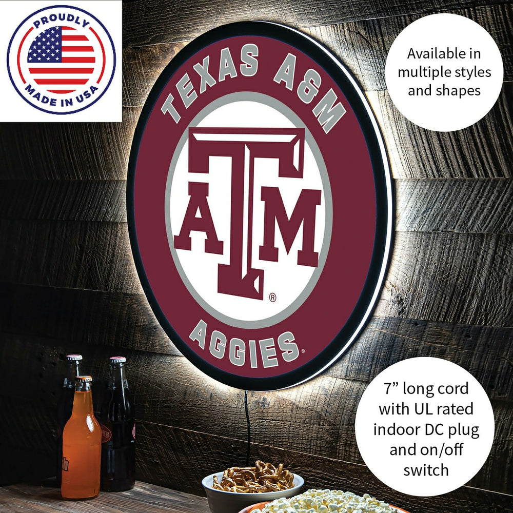 LED Wall Decor, Round, Texas A&M