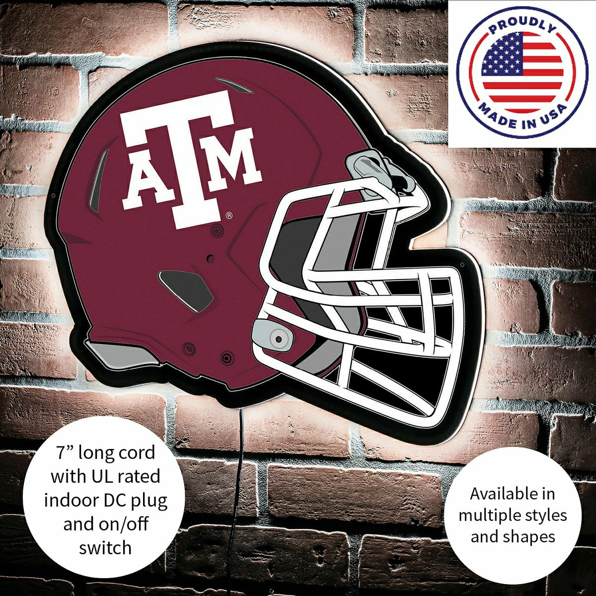 LED Wall Decor, Helmet, Texas A&M