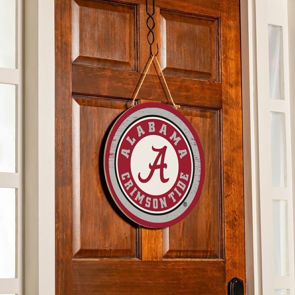 University of Alabama Round Door Décor with Hanging Rope, 18x18