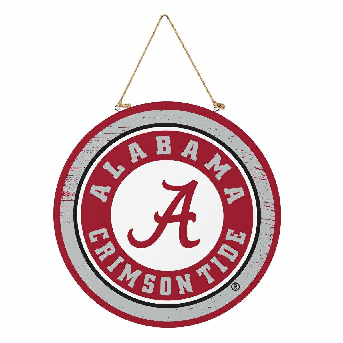 University of Alabama Round Door Décor with Hanging Rope, 18x18