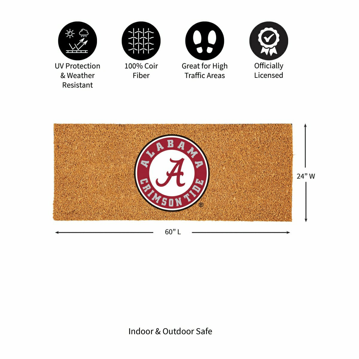 University of Alabama Extra Large Full Color Coir Mat, 60"x24"
