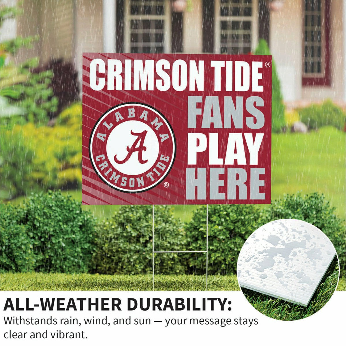University of Alabama Coroplast Yard Sign "Fans Play Here"