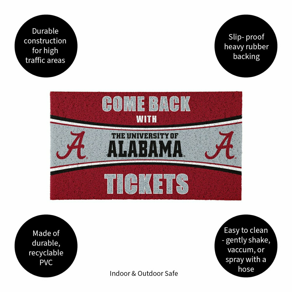 28" x 16" PVC Trapper Mat, Come Back with Tickets, University of Alaba
