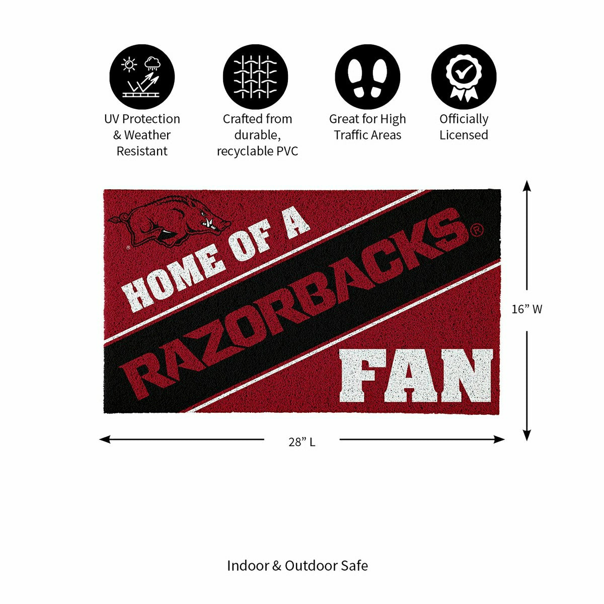 University of Arkansas, PVC Mat COLOR, Home of a Fan