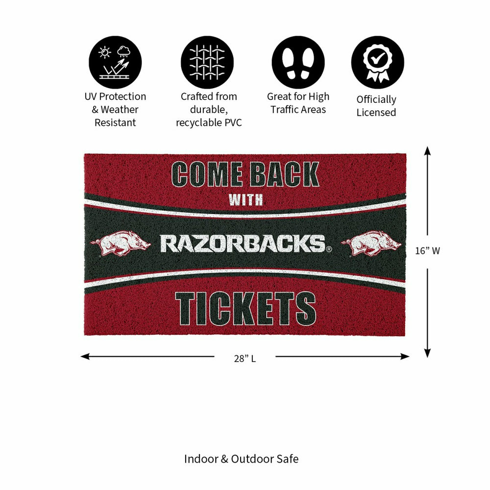 28" x 16" PVC Trapper Mat, Come Back with Tickets, University of Arkan
