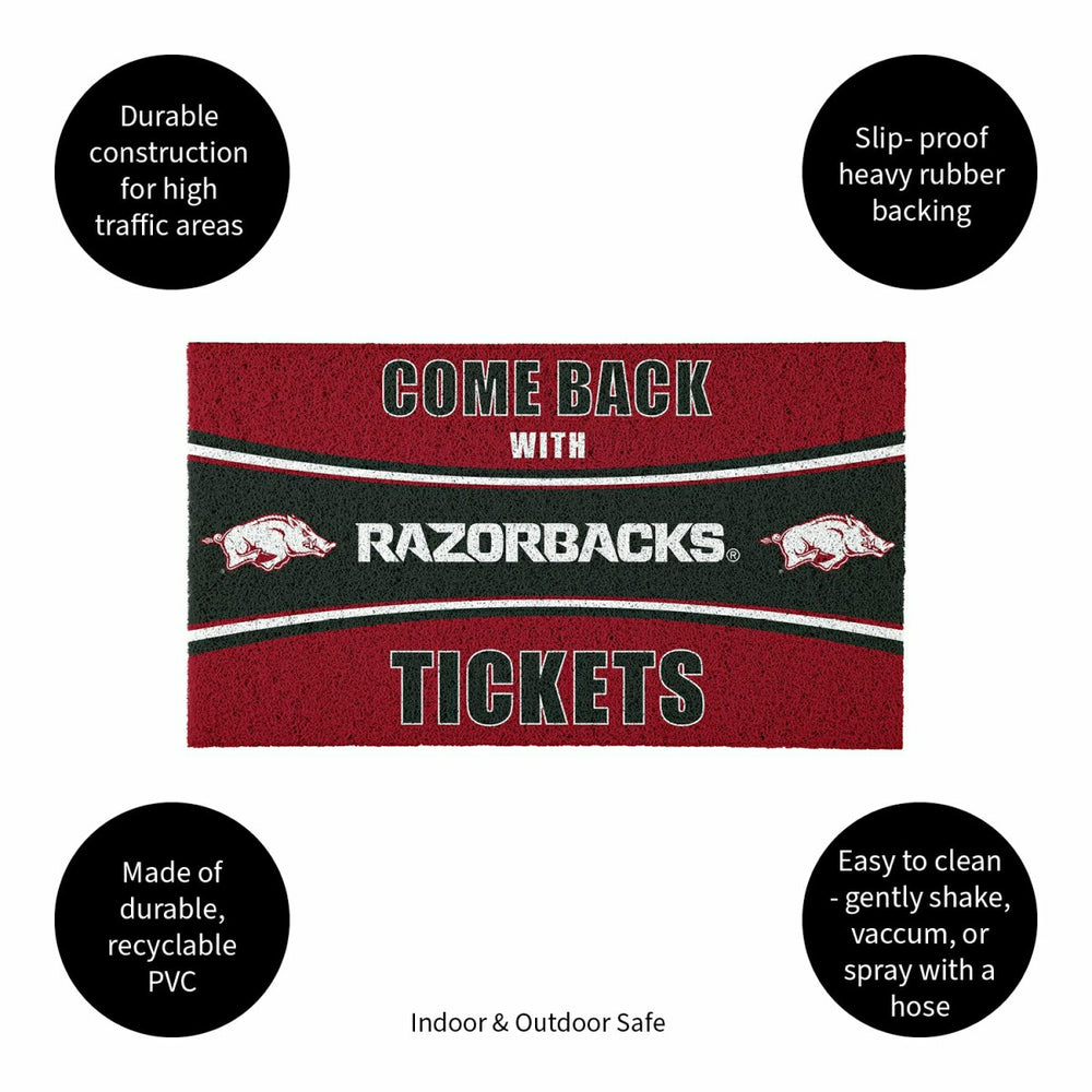 28" x 16" PVC Trapper Mat, Come Back with Tickets, University of Arkan