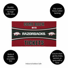 28" x 16" PVC Trapper Mat, Come Back with Tickets, University of Arkan