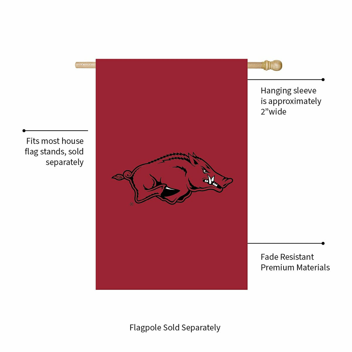 Applique Flag, Reg, University of Arkansas