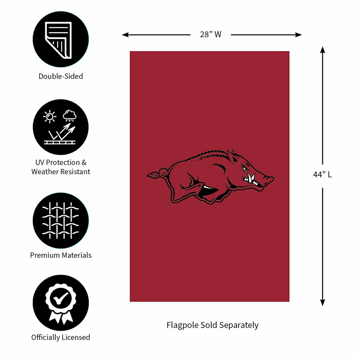 Applique Flag, Reg, University of Arkansas