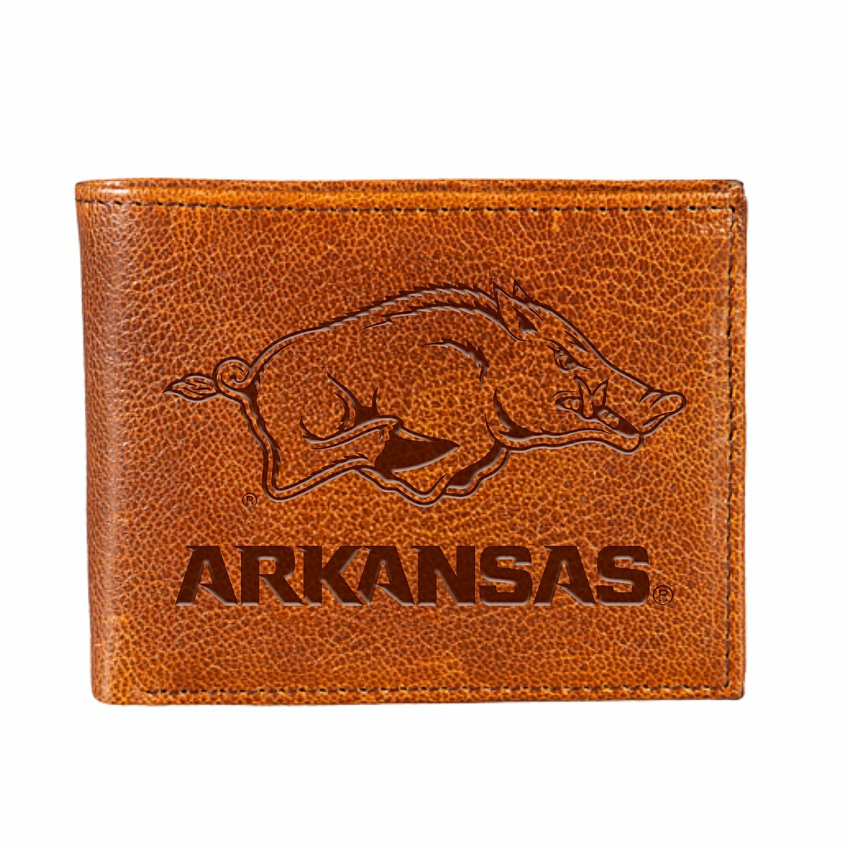University of Arkansas, Embossed 100% Genuine Tumbled Leather Passcase