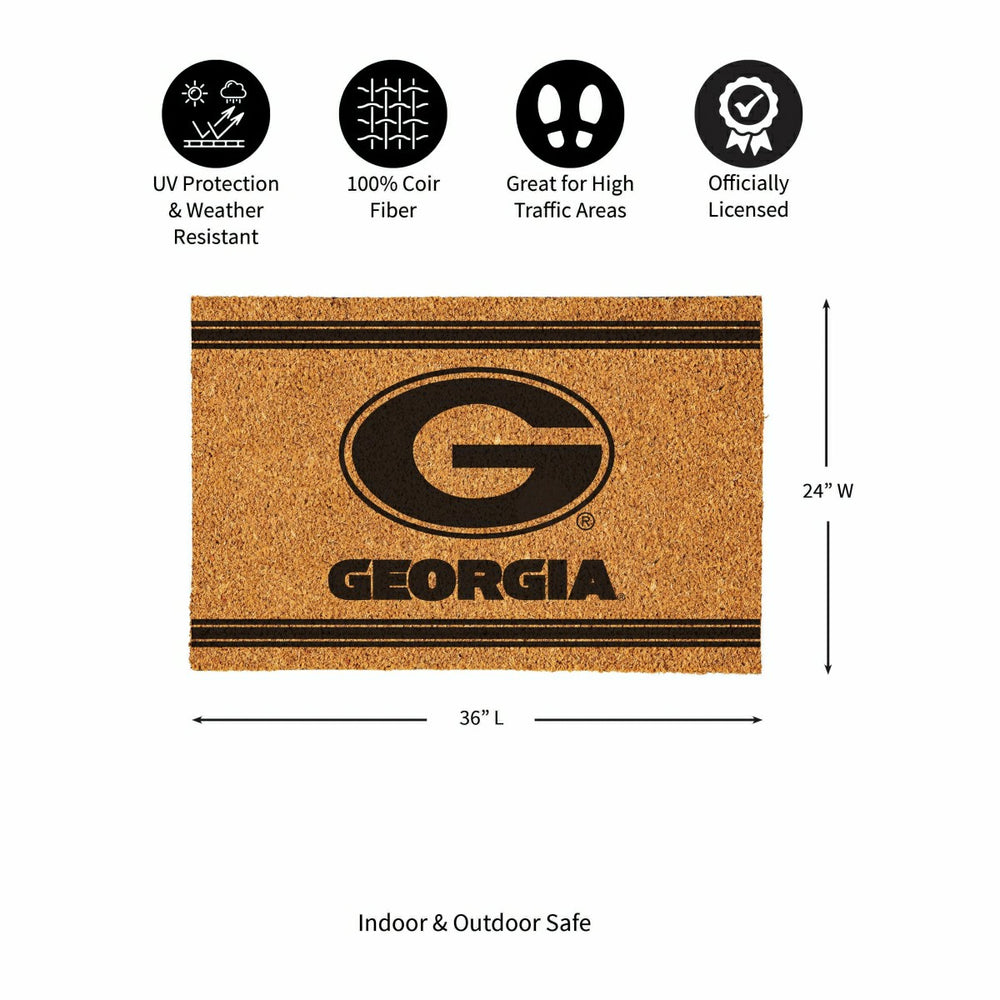 University of Georgia Large One Color Coir Mat, 36"x24"
