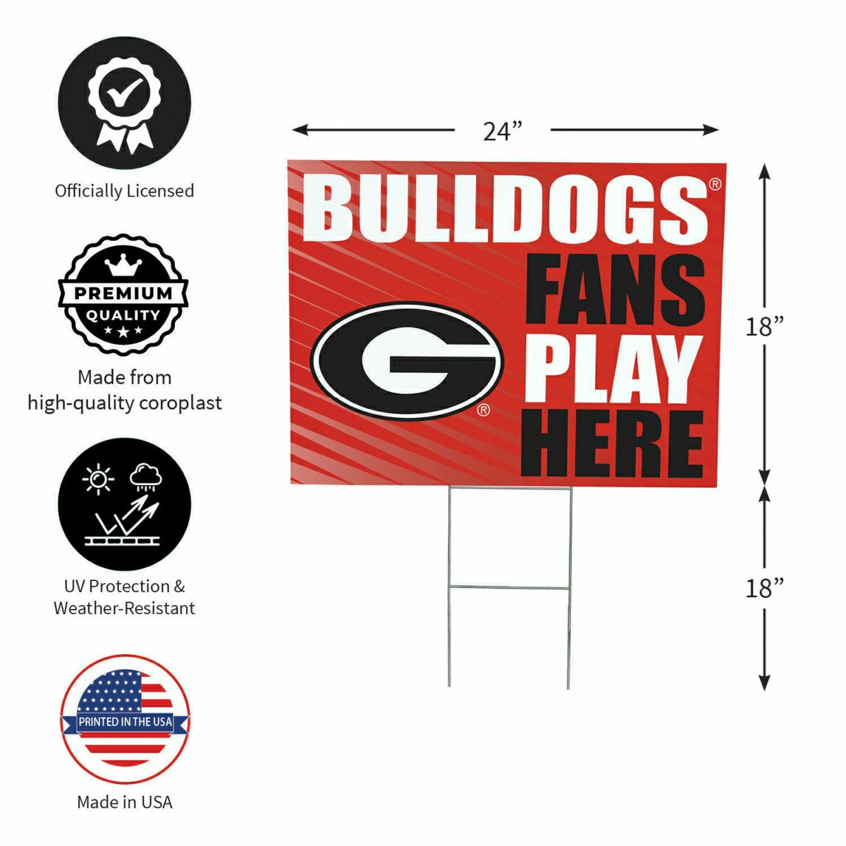 University of Georgia Coroplast Yard Sign "Fans Play Here"