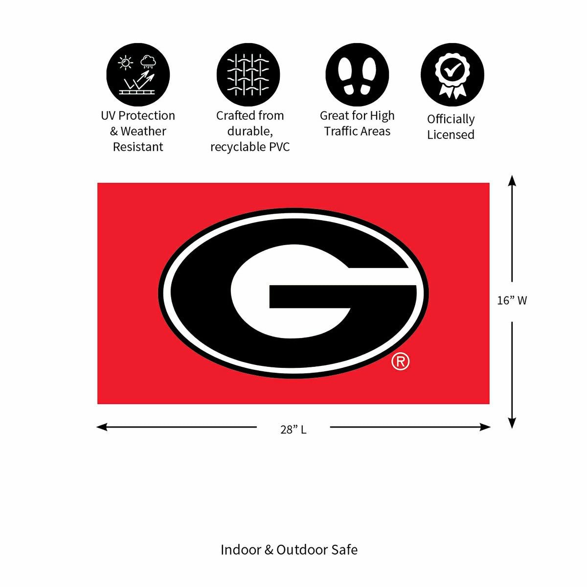 Full Color PVC Mat, 16" x 28", University of Georgia