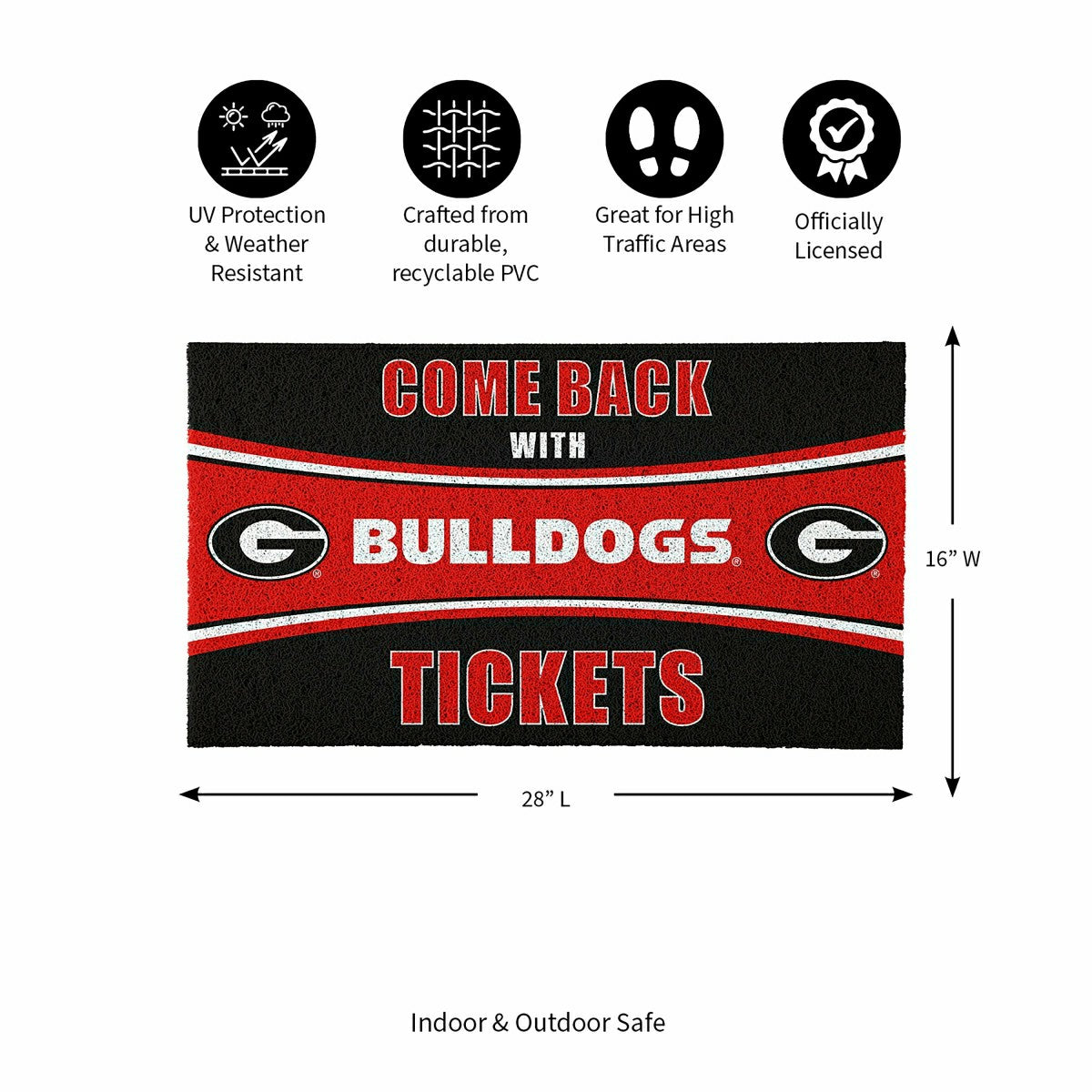 28" x 16" PVC Trapper Mat, Come Back with Tickets, University of Georg