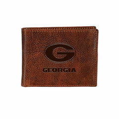 University of Georgia, Embossed 100% Genuine Tumbled Leather Passcase